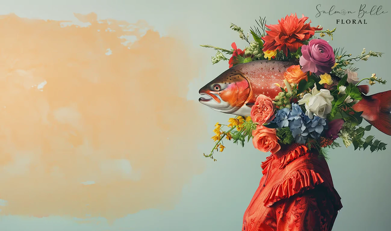 村家鮭女 — 鮭魚與花的超現實邂逅