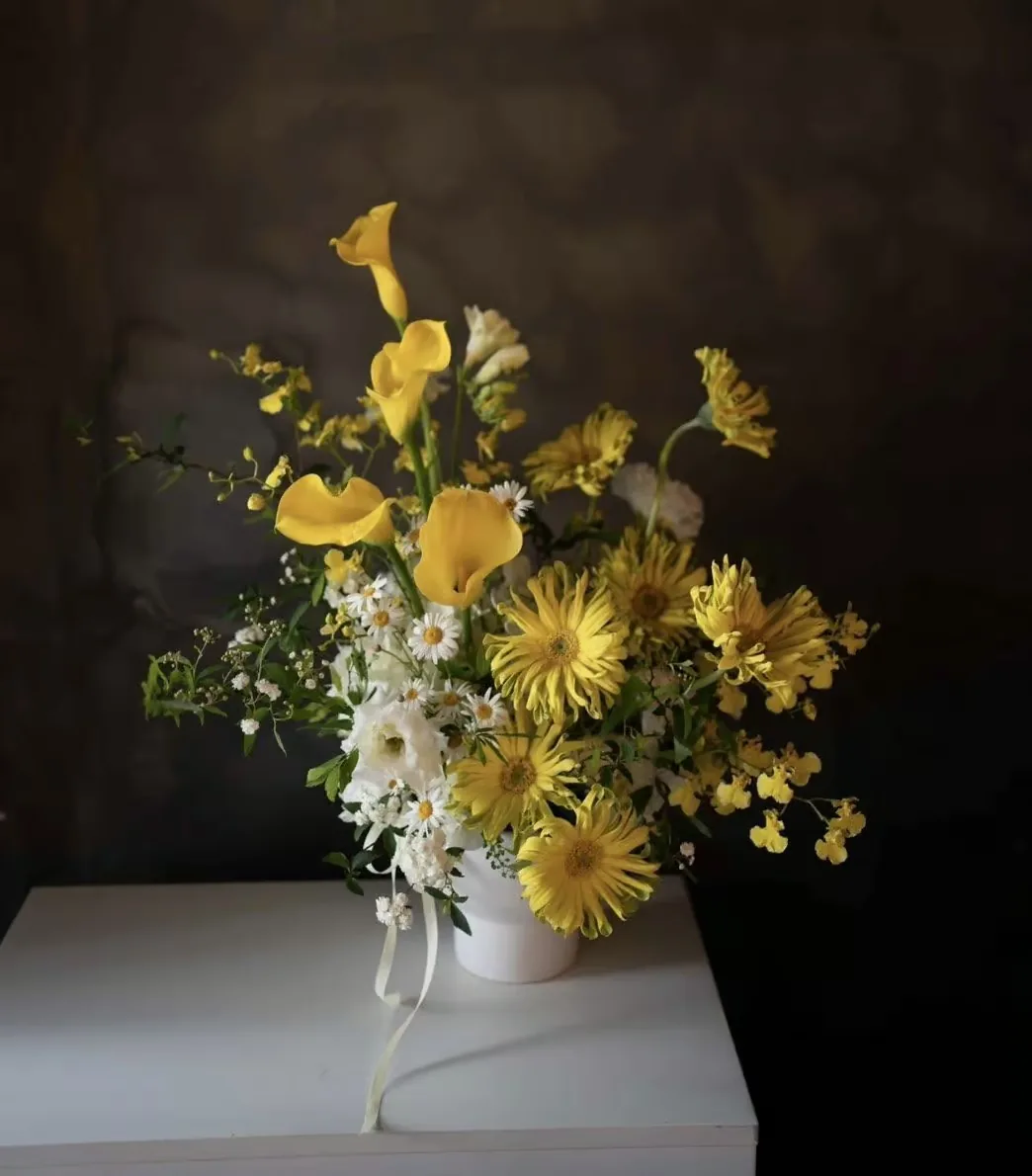 鮮桌花｜黃色系大型桌花