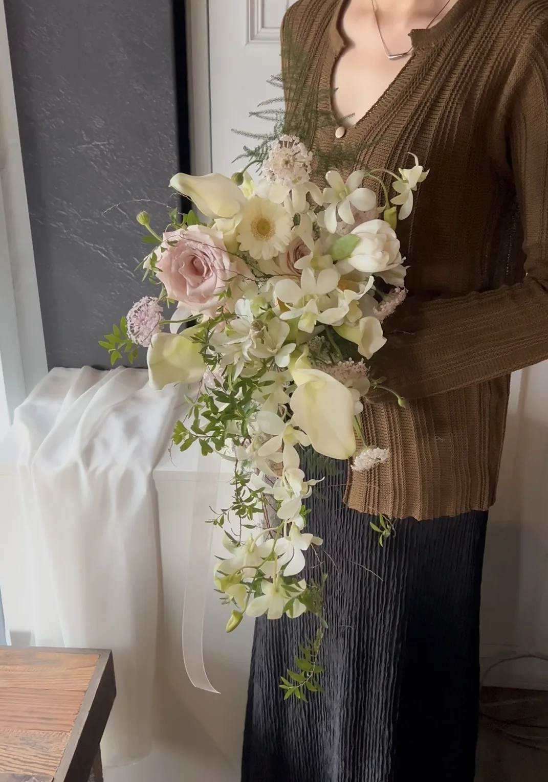 瀑布垂墜捧花｜淡粉色系 4