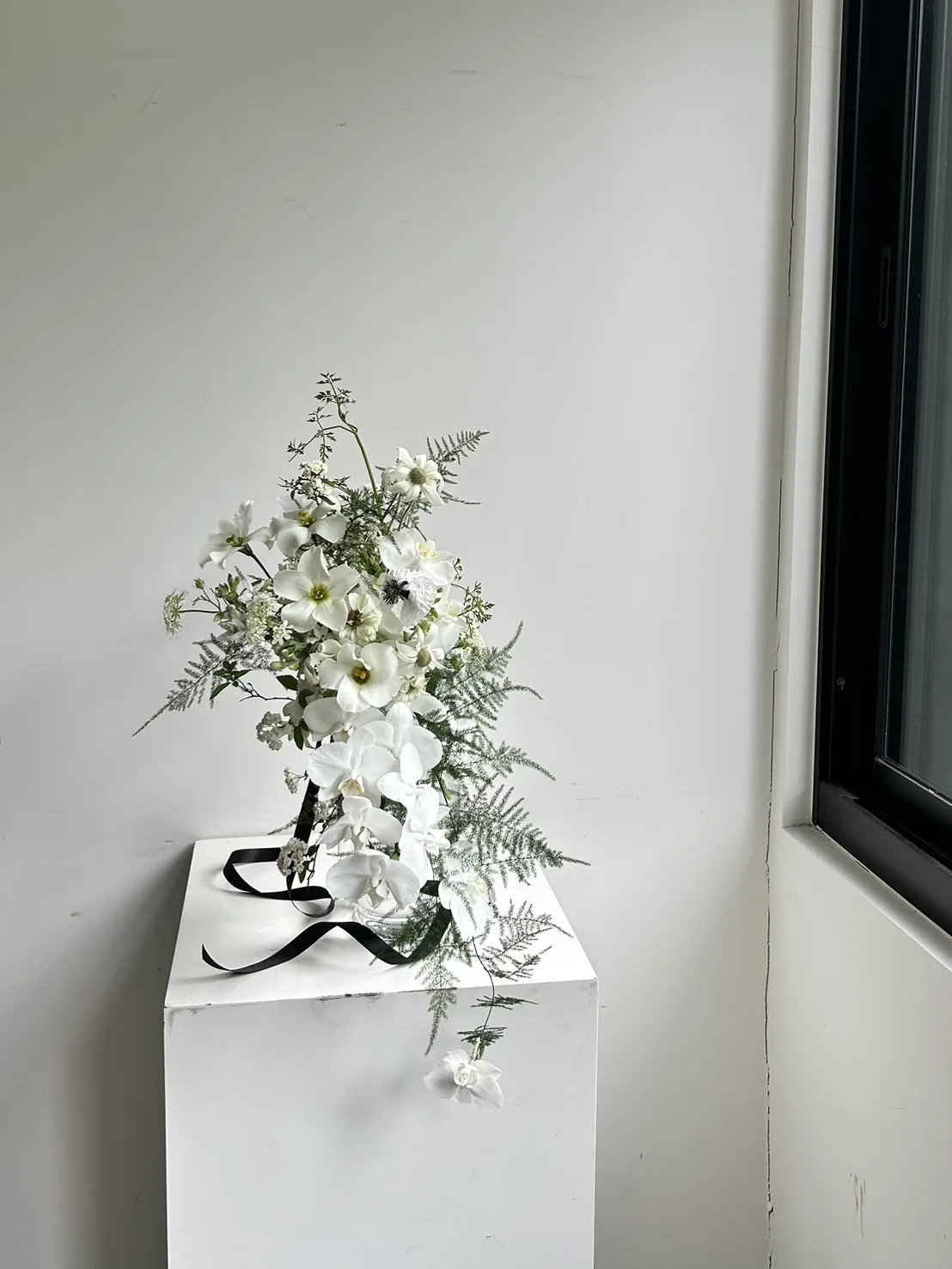 瀑布垂墜捧花｜森林感白綠色系 4