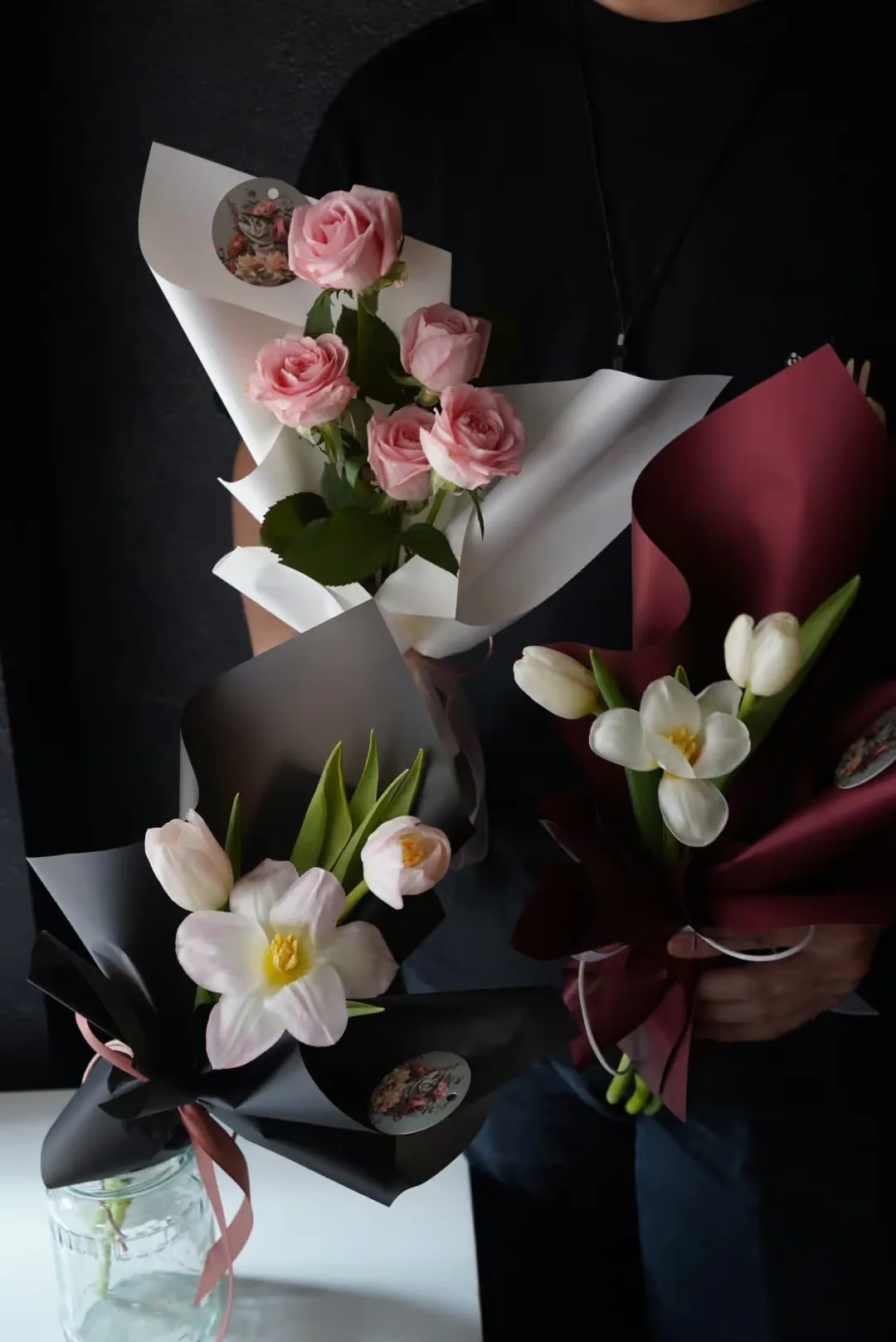 情人節｜微光三色 夜信 鬱金香小花束S size 3