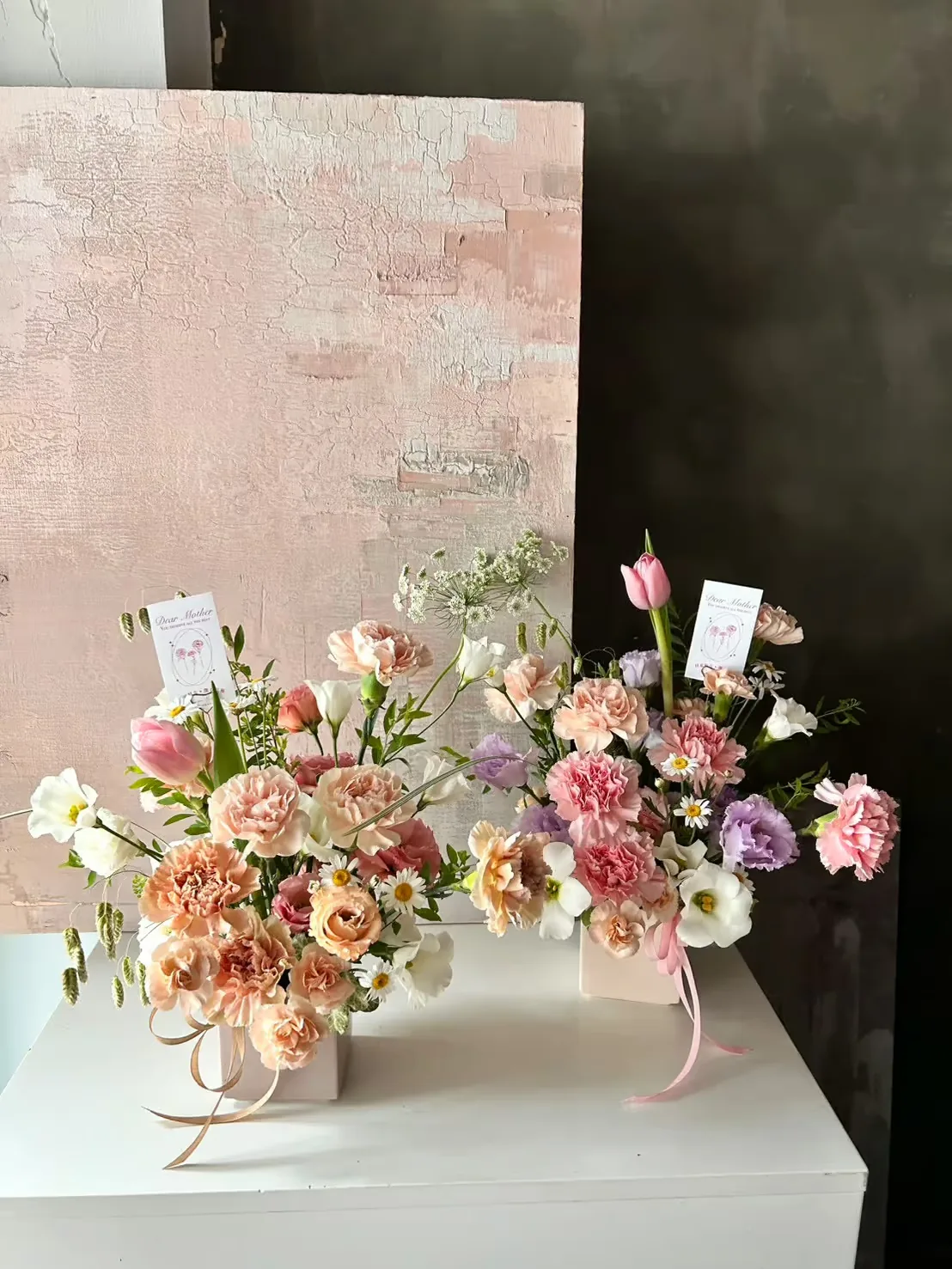 鮮桌花｜各色方形盆小桌花