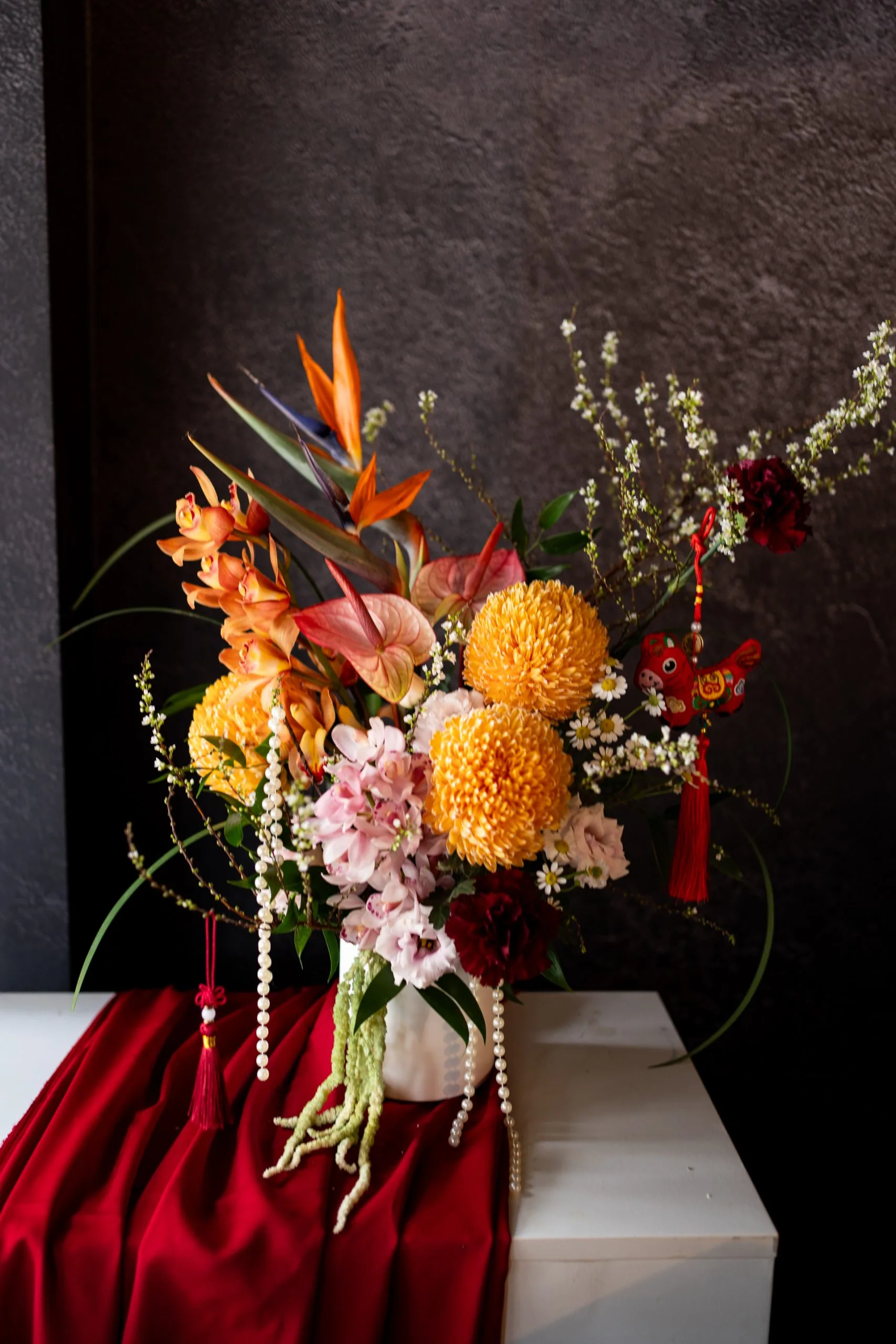 年節中式花禮｜馬上鮭來 🧨 好運歸來 青春橘綠鮮桌花