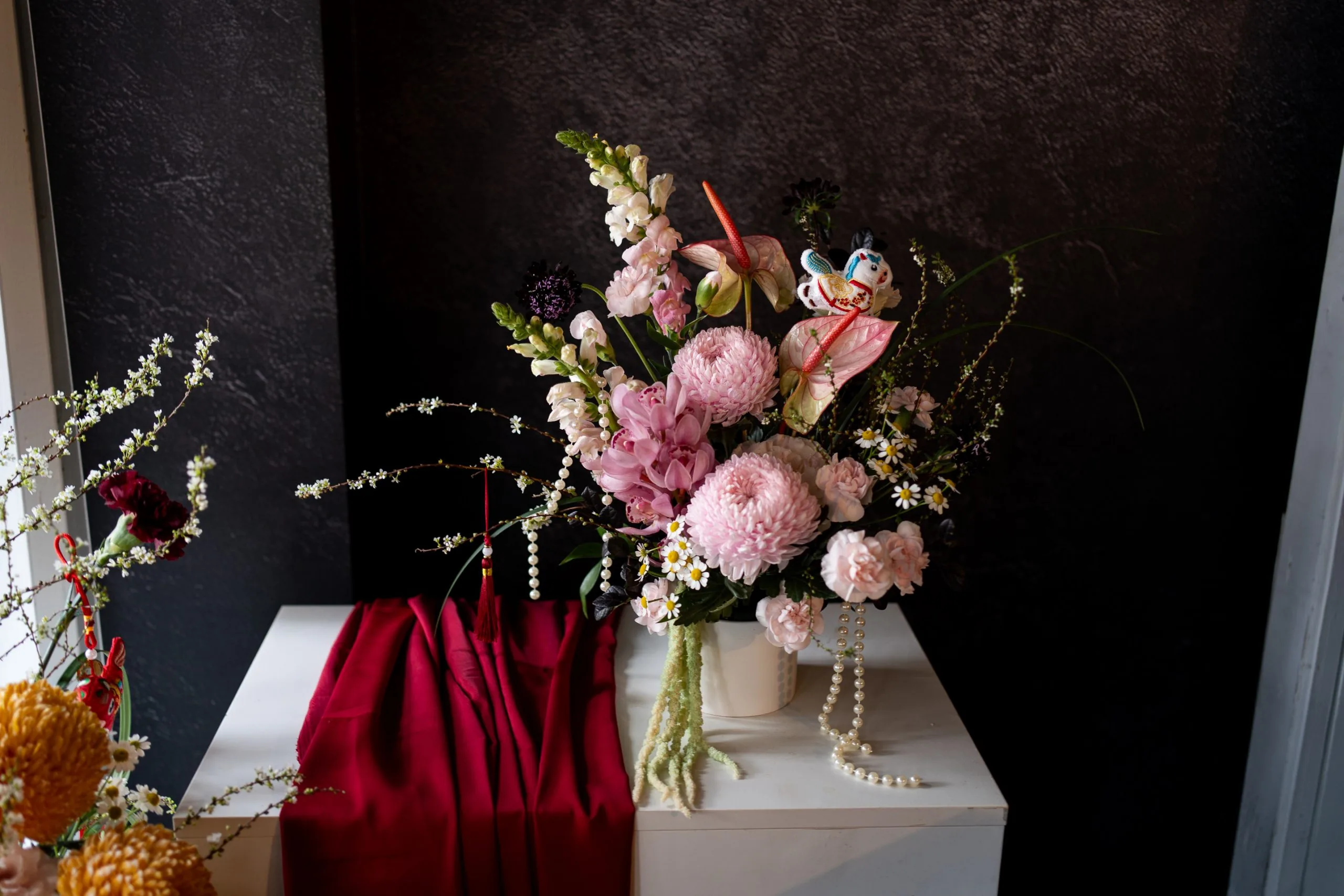 年節中式花禮｜馬上鮭來 🧨 好運歸來 溫柔粉鮮桌花 3