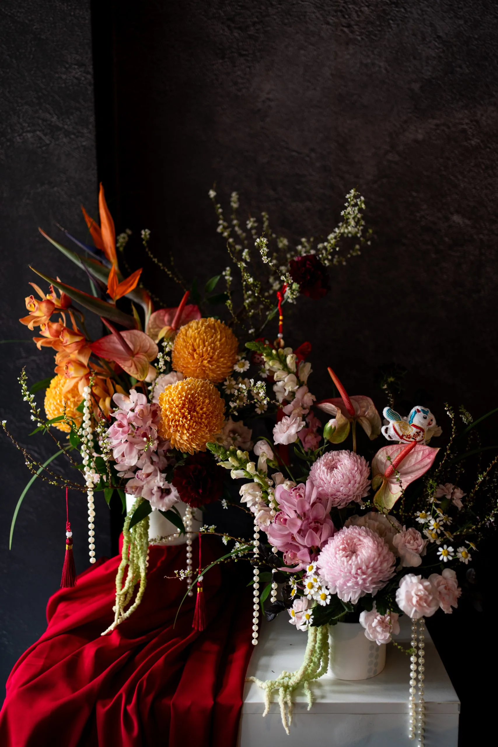 年節中式花禮｜馬上鮭來 🧨 好運歸來 溫柔粉鮮桌花 4