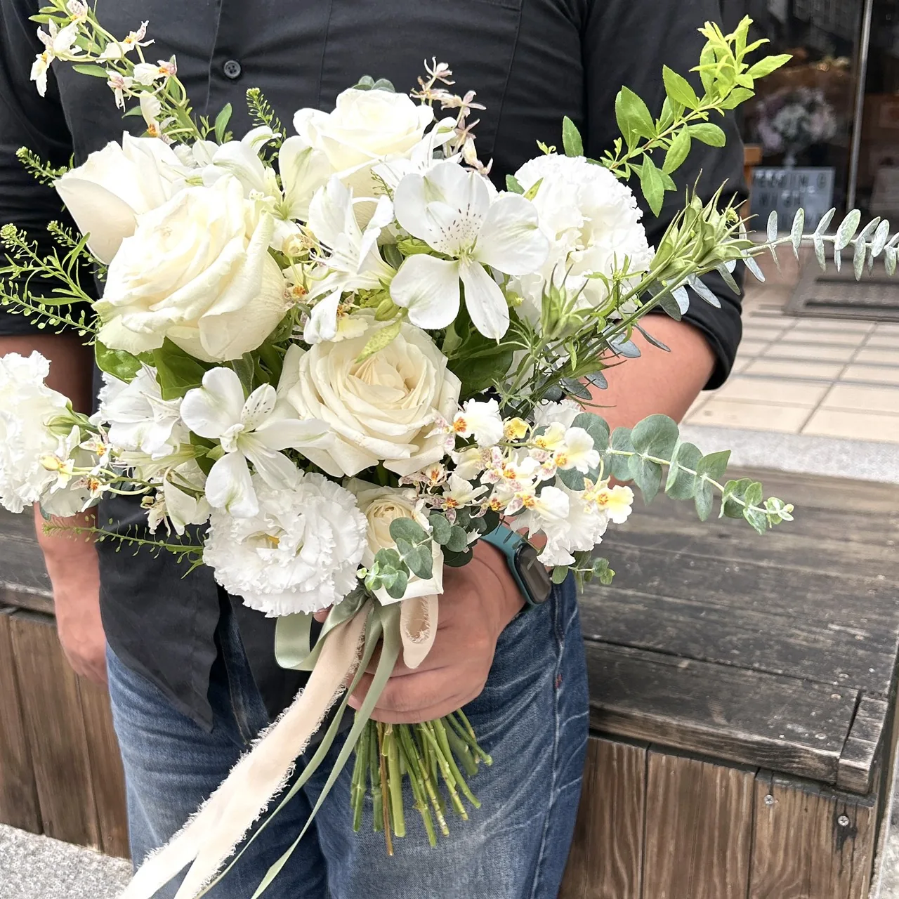 鮮花捧花｜白綠色系 4