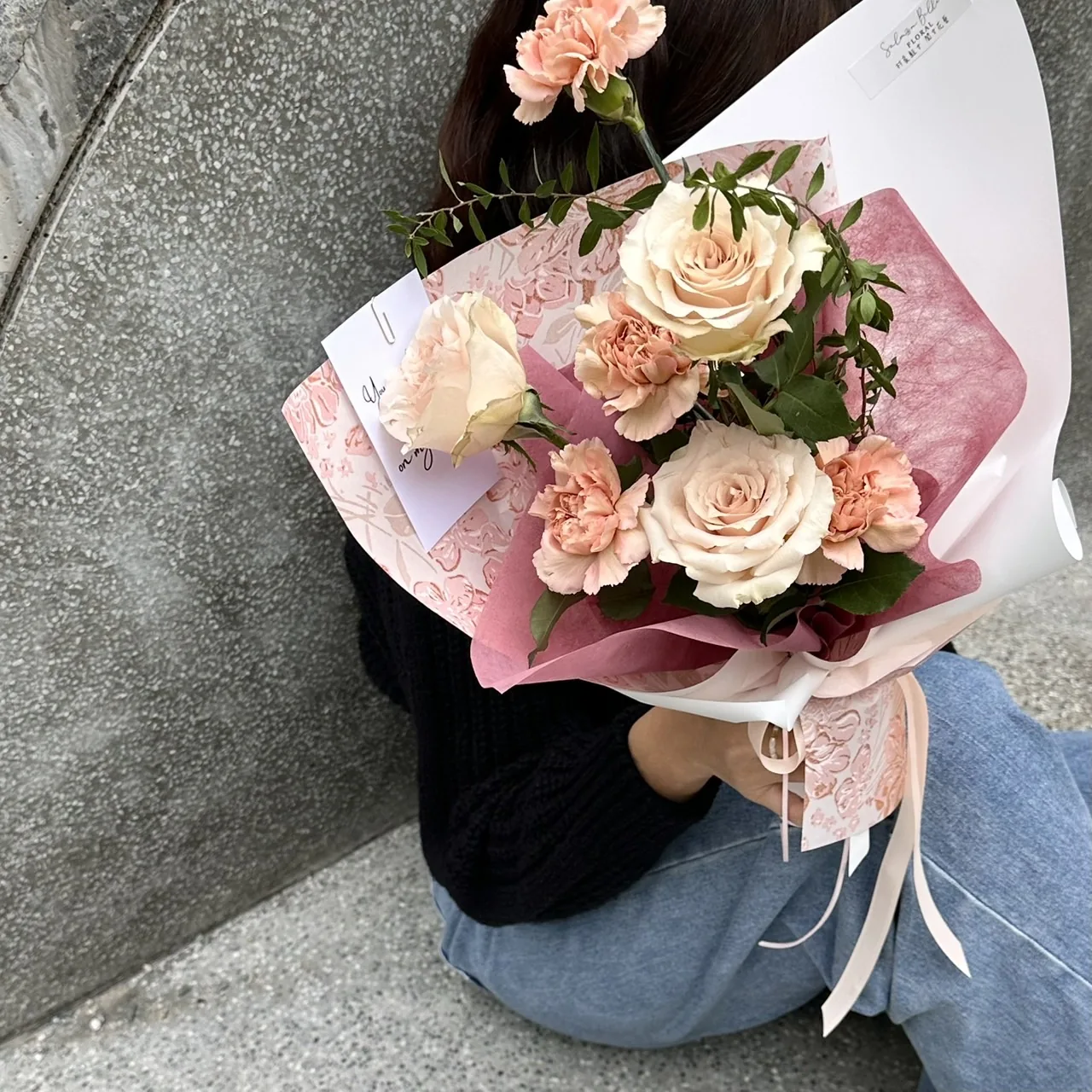 鮮花花束｜氣質粉白色系 多樣混合花材花束 7