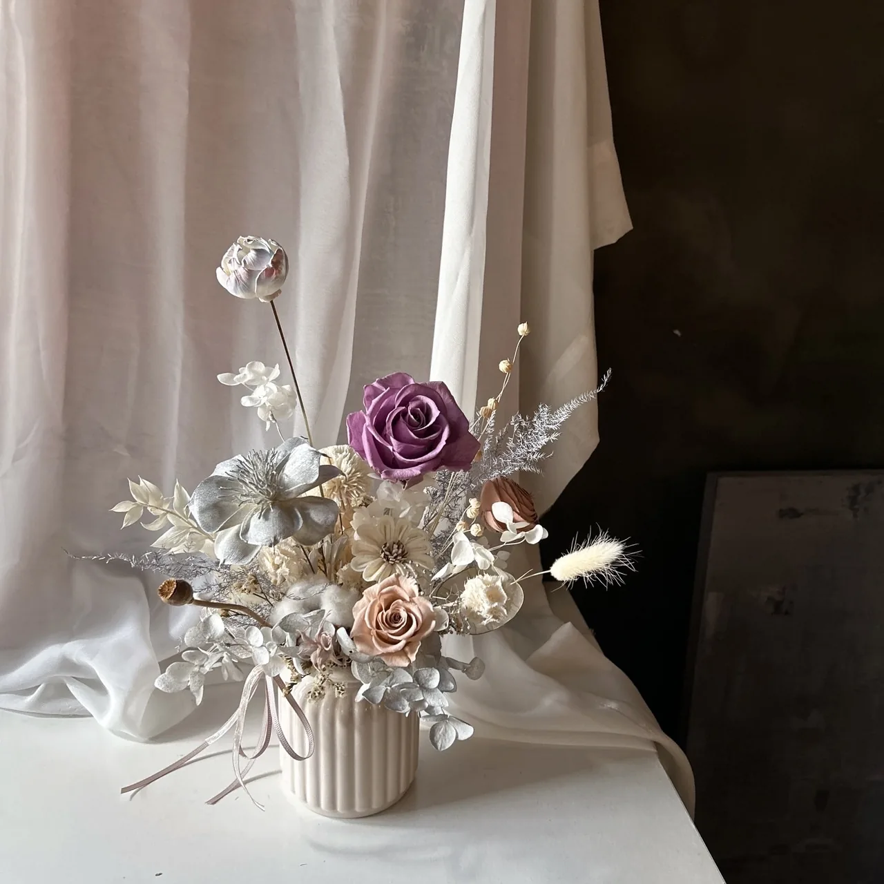 永生桌花｜氣質灰紫色系 4