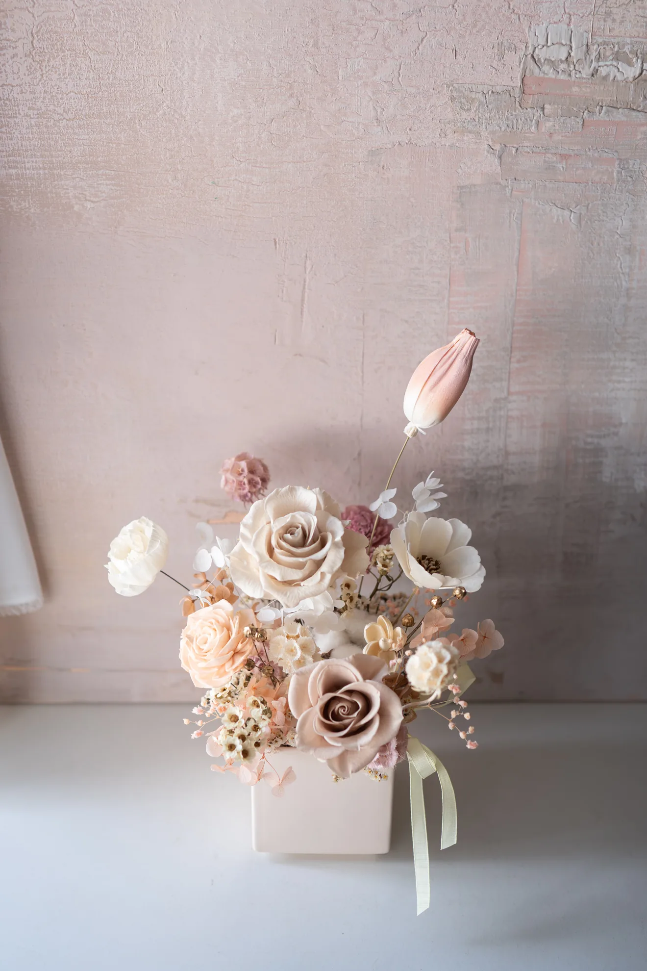 永生桌花｜白粉奶茶色系 3