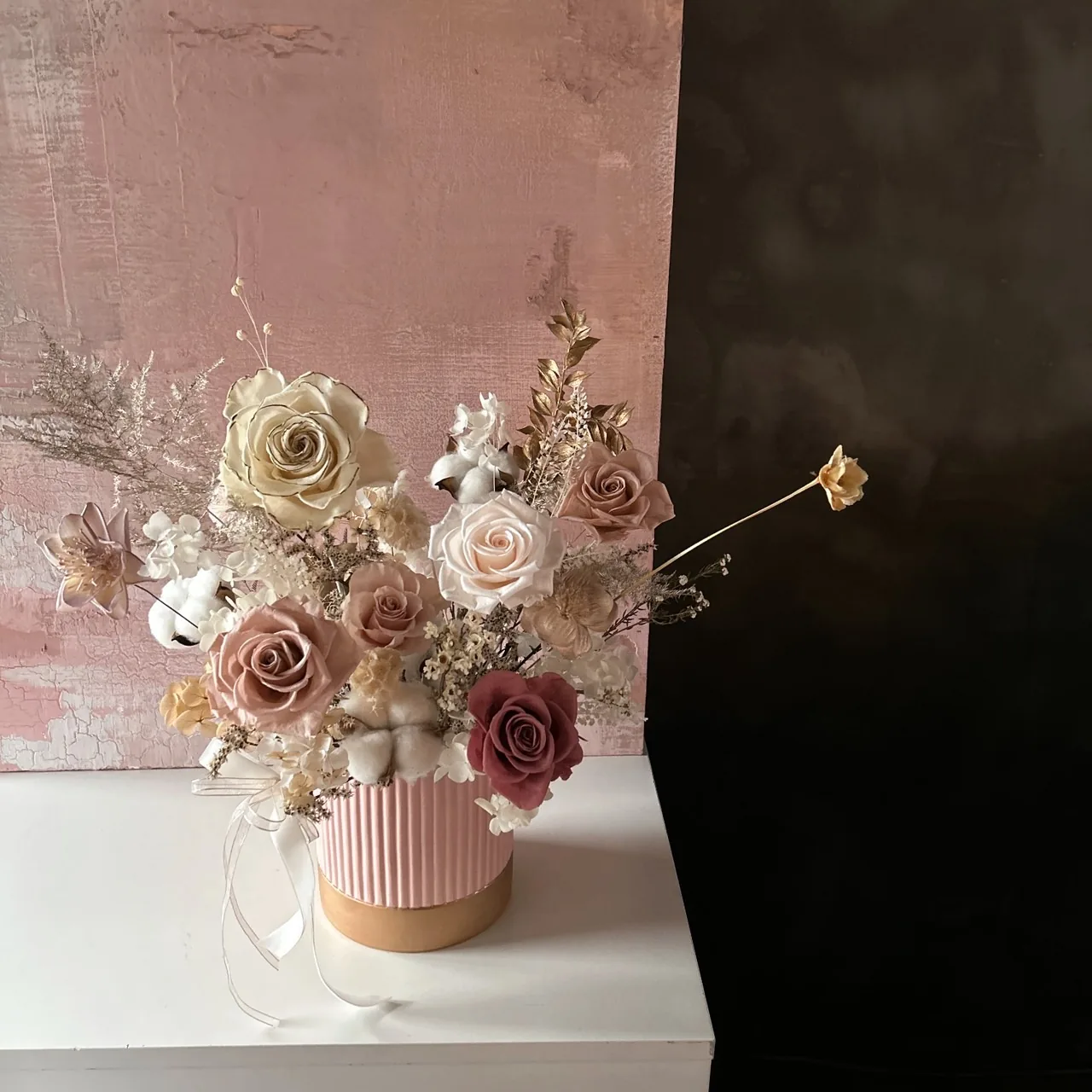 永生桌花｜白粉奶茶色系 4