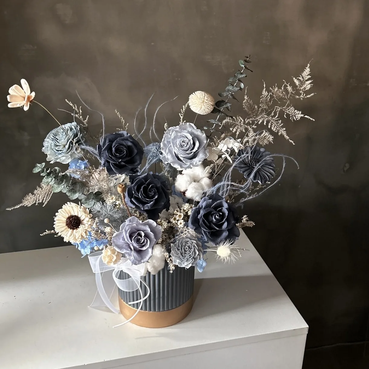 永生桌花｜柔霧灰藍色系 4