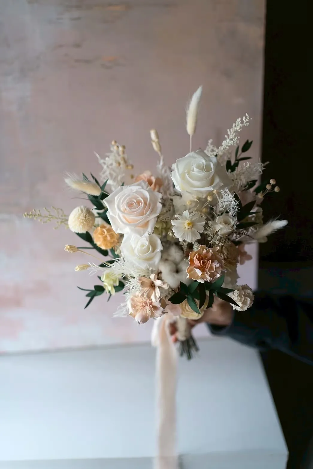 白綠香檳色系永生捧花